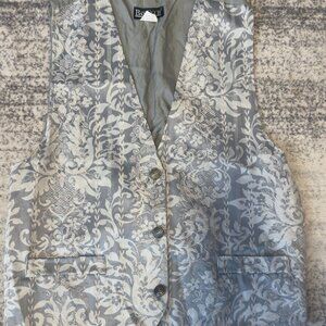 Bay Club Vintage Floral Jacquard Vest Button Front Size L
